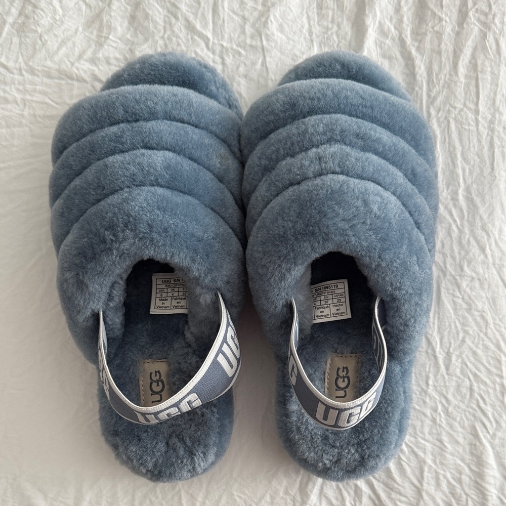 UGG Blue Fluffy Slippers